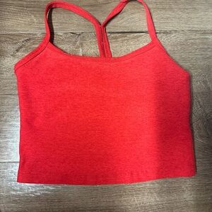 Beyond yoga red cropped tank with made in bra